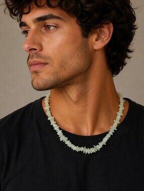 3/$30 Light Green Chip Gemstone Necklace